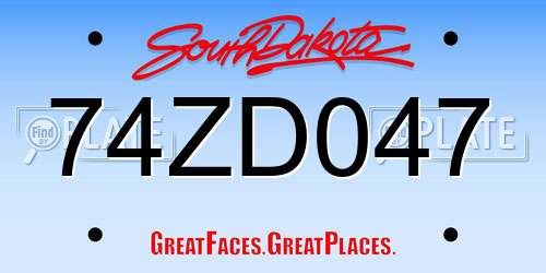 74ZD047 South Dakota License Plate