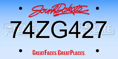 74ZG427 South Dakota License Plate