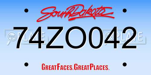 74ZO042 South Dakota License Plate
