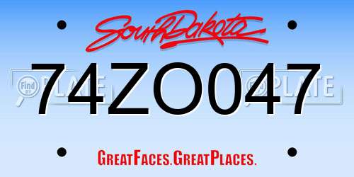 74ZO047 South Dakota License Plate