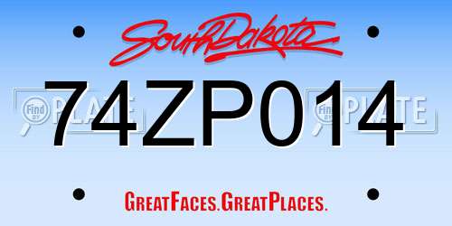 74ZP014 South Dakota License Plate