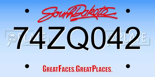 74ZQ042 South Dakota License Plate