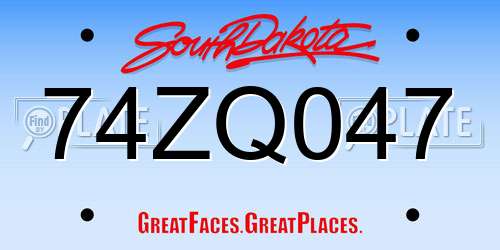 74ZQ047 South Dakota License Plate