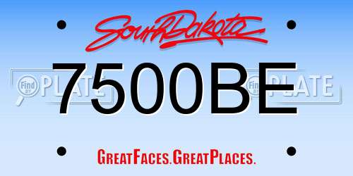 7500BE South Dakota License Plate