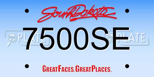7500SE South Dakota License Plate