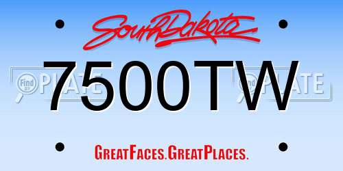 7500TW South Dakota License Plate