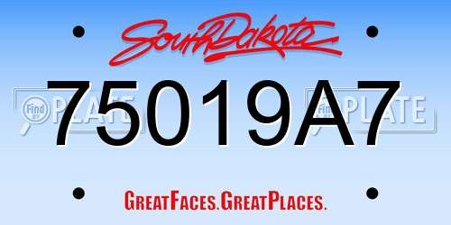 75019A7 South Dakota License Plate