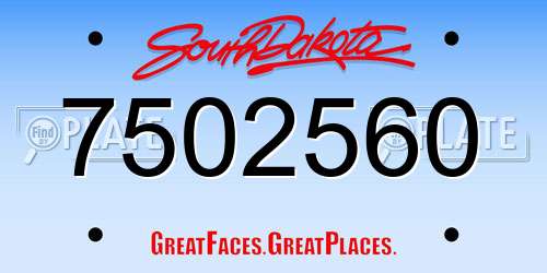 7502560 South Dakota License Plate