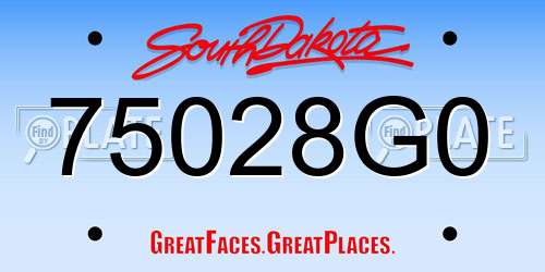 75028G0 South Dakota License Plate