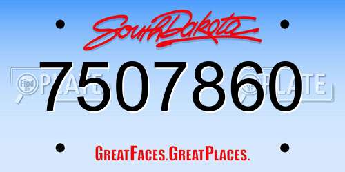 7507860 South Dakota License Plate