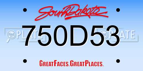 750D53 South Dakota License Plate