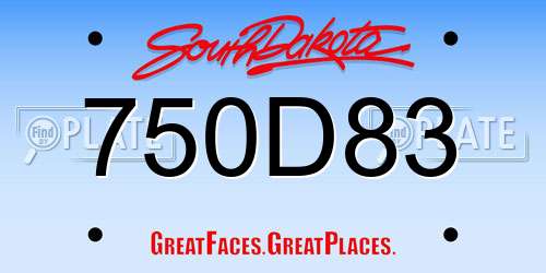 750D83 South Dakota License Plate
