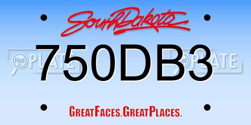750DB3 South Dakota License Plate