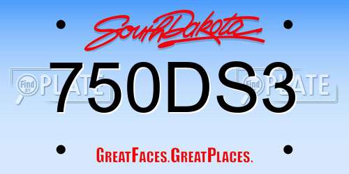750DS3 South Dakota License Plate