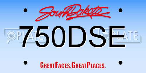 750DSE South Dakota License Plate