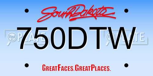 750DTW South Dakota License Plate