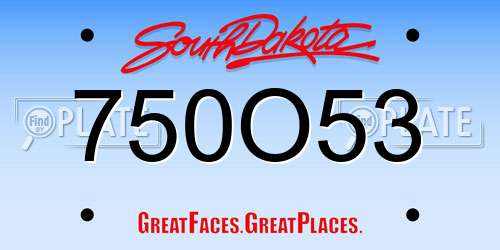750O53 South Dakota License Plate