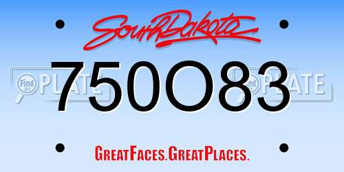 750O83 South Dakota License Plate