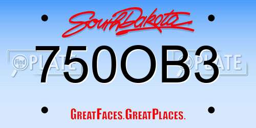 750OB3 South Dakota License Plate
