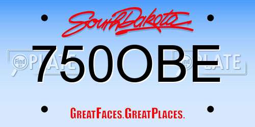 750OBE South Dakota License Plate