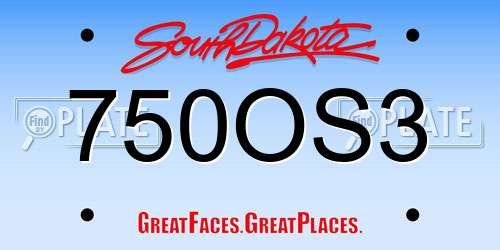 750OS3 South Dakota License Plate
