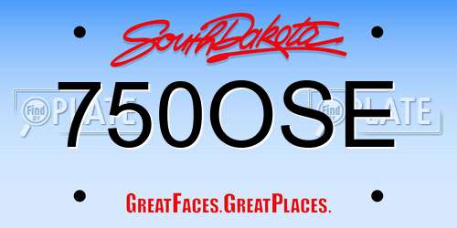 750OSE South Dakota License Plate