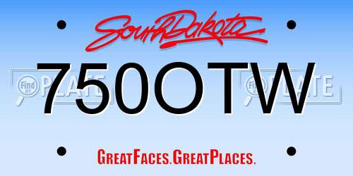 750OTW South Dakota License Plate