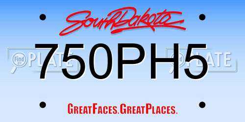 750PH5 South Dakota License Plate