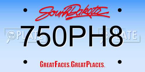 750PH8 South Dakota License Plate