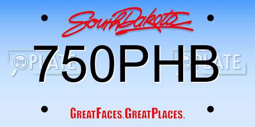 750PHB South Dakota License Plate