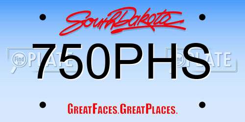 750PHS South Dakota License Plate
