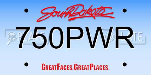 750PWR South Dakota License Plate