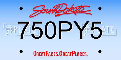 750PY5 South Dakota License Plate