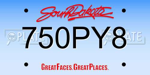 750PY8 South Dakota License Plate
