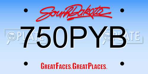 750PYB South Dakota License Plate
