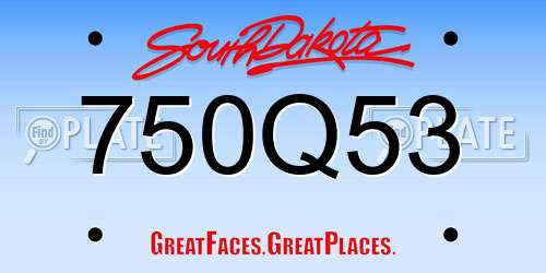 750Q53 South Dakota License Plate