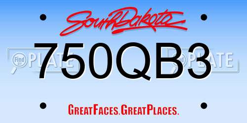 750QB3 South Dakota License Plate