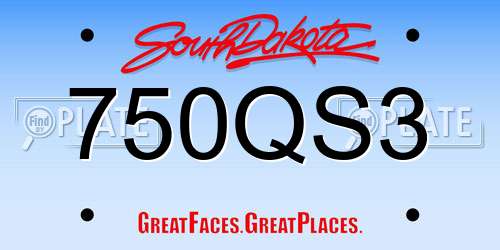 750QS3 South Dakota License Plate