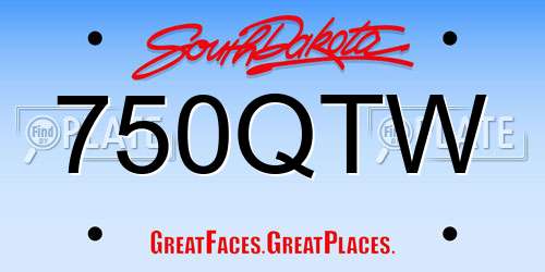 750QTW South Dakota License Plate