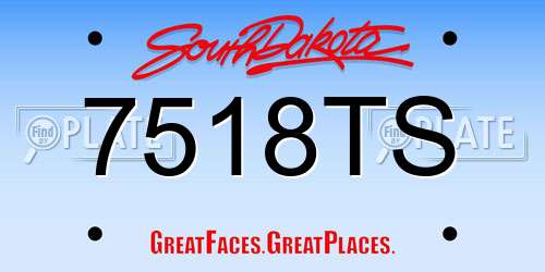 7518TS South Dakota License Plate