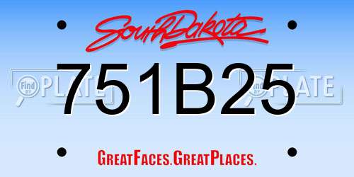 751B25 South Dakota License Plate