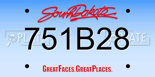 751B28 South Dakota License Plate