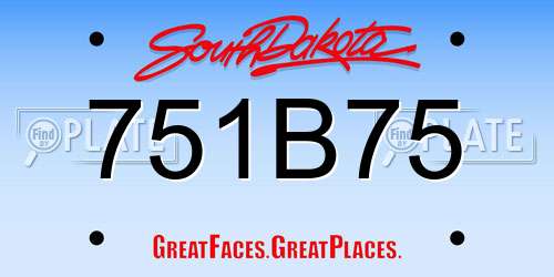 751B75 South Dakota License Plate