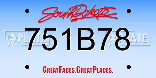 751B78 South Dakota License Plate