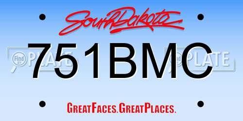751BMC South Dakota License Plate