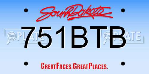 751BTB South Dakota License Plate