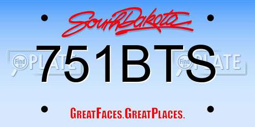 751BTS South Dakota License Plate