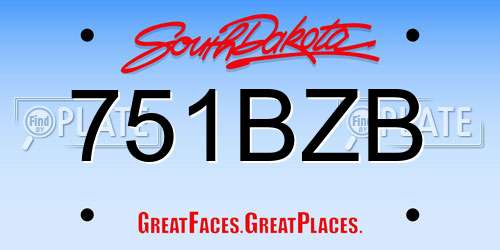 751BZB South Dakota License Plate