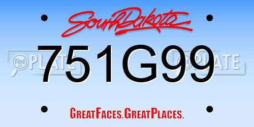751G99 South Dakota License Plate