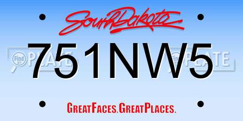 751NW5 South Dakota License Plate